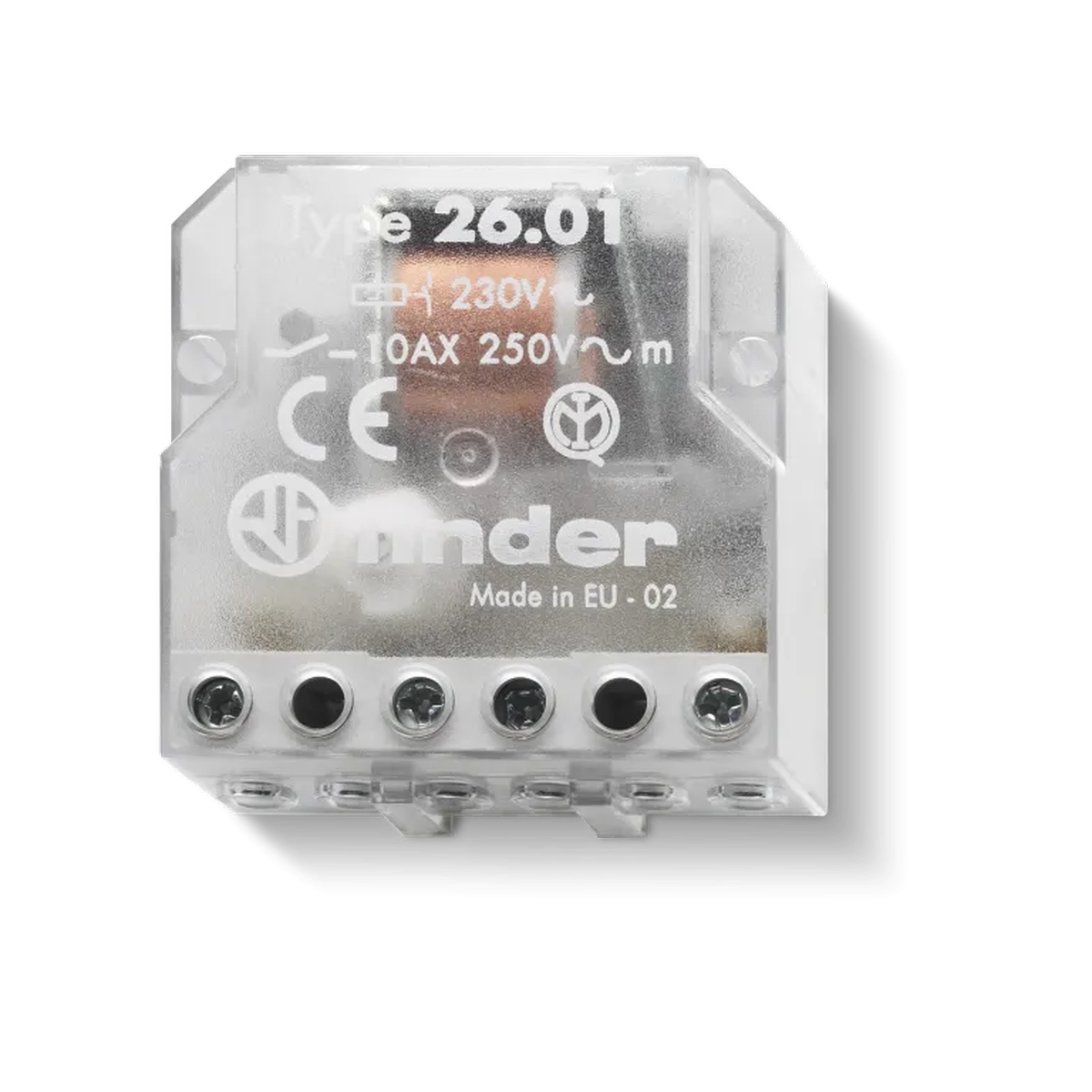 260182300000 - Stepper electromechanical relay; 1NO 10A, 2 states; AGNI contacts; Power 230V AC; Installation in the box; Degree of protection IP20. - Finder - Stepper electromechanical relay; 1NO 10A, 2 states; AGNI contacts; Power 230V AC; Installation in the box; Degree of protection IP20. - Finder - 0