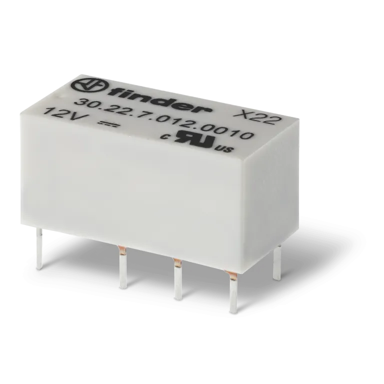 302270120010 - Subminiature electromechanical two-row relay; installation on a printed circuit board; 2CO 2a; AGNI+AU contacts; Coil 12V DC (sensitive); Waterproofing RTIII - Finder - Subminiature electromechanical two-row relay; installation on a printed circuit board; 2CO 2a; AGNI+AU contacts; Coil 12V DC (sensitive); Waterproofing RTIII - Finder - 0