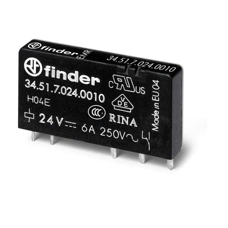 345170240010 - Ultra-thin electromechanical relay; installation on a printed circuit board; 1CO 6A; AGNI contacts; 24V DC coil (sensitivity); Degree of protection of RTII - Finder - Ultra-thin electromechanical relay; installation on a printed circuit board; 1CO 6A; AGNI contacts; 24V DC coil (sensitivity); Degree of protection of RTII - Finder - 0