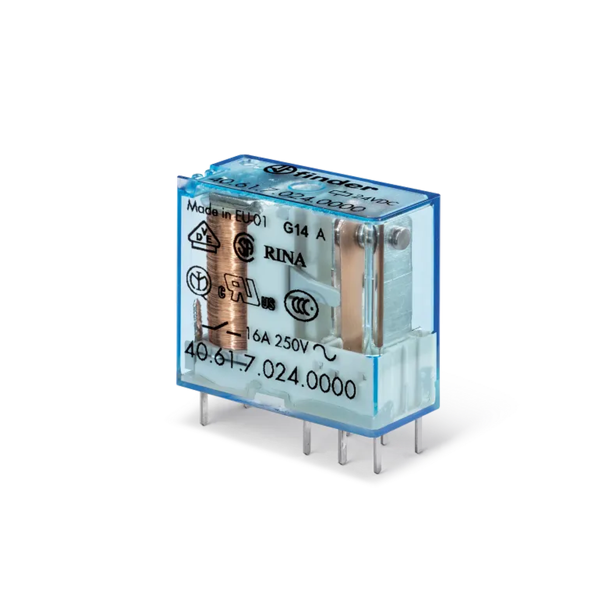 406170120000 - Miniature universal electromechanical relay; Installation on a printed circuit board or in a socket; findings in increments of 5mm; 1CO 16A; AGCDO contacts; Coil 12V DC (sensitive); Degree of protection of RTII - Finder - Miniature universal electromechanical relay; Installation on a printed circuit board or in a socket; findings in increments of 5mm; 1CO 16A; AGCDO contacts; Coil 12V DC (sensitive); Degree of protection of RTII - Finder - 0