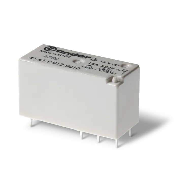 416190124310 - Low profile miniature electromechanical relay; installation on a printed circuit board; findings in increments of 5mm; 1NO 16A; AGSNO2 contacts; Coil 12V DC; Degree of protection of RTII - Finder - Low profile miniature electromechanical relay; installation on a printed circuit board; findings in increments of 5mm; 1NO 16A; AGSNO2 contacts; Coil 12V DC; Degree of protection of RTII - Finder - 0