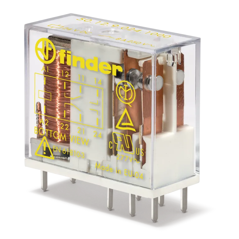 501290055000 - Electromechanical safety relay (relay with forced contact control); Installation on a printed circuit board or in a socket; findings in increments of 5mm; 2CO 8A; AGNI+AU contacts; 5V DC coil; Degree of protection of RTII - Finder - Electromechanical safety relay (relay with forced contact control); Installation on a printed circuit board or in a socket; findings in increments of 5mm; 2CO 8A; AGNI+AU contacts; 5V DC coil; Degree of protection of RTII - Finder - 0