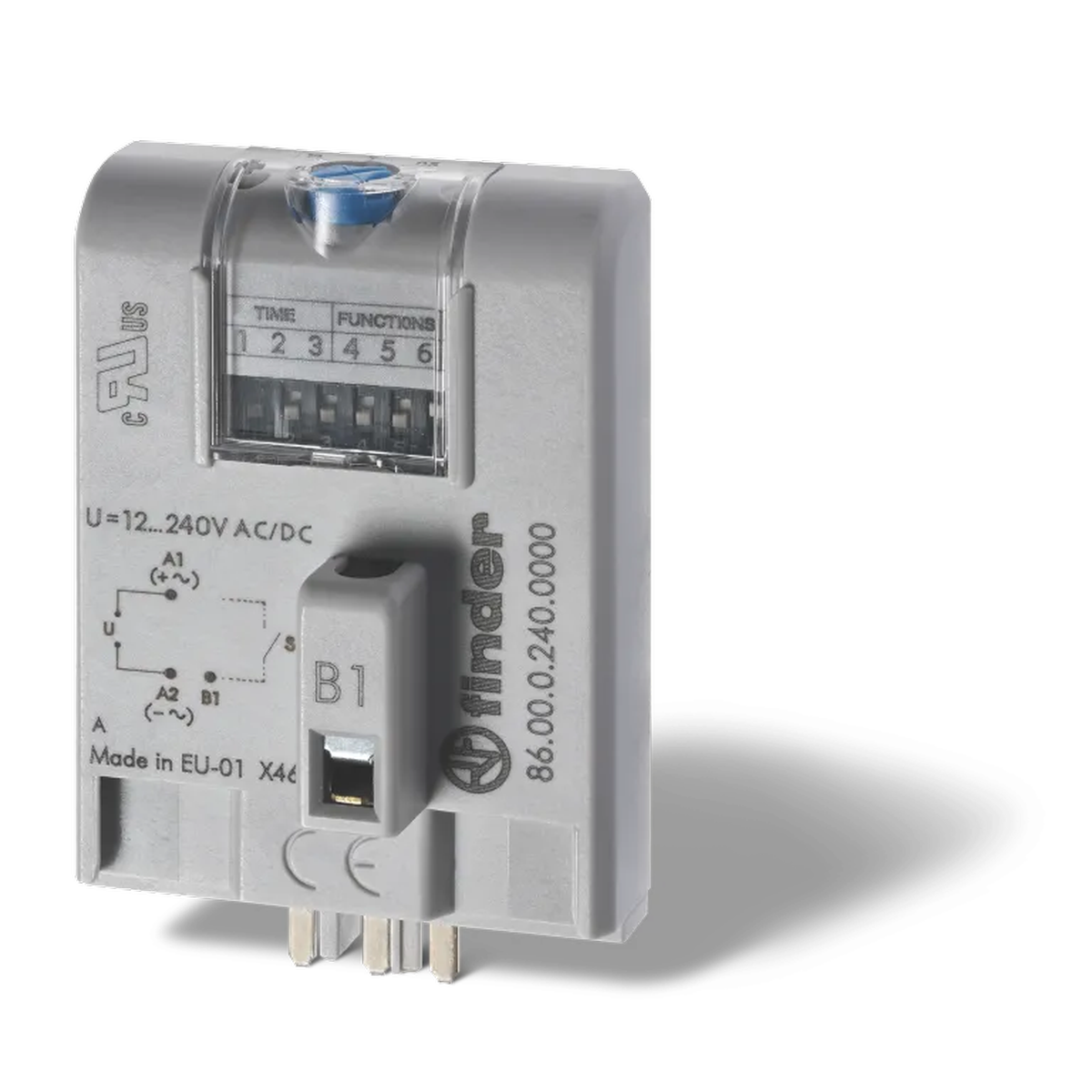 860002400000 - Timer module multifunctional (AI, DI, SW, BE, CE, DE, EE, FE); For use with a relay, mounting into a socket; Power supply 12...240V AC/DC; Time adjustment 0.05c ... 100h; Degree of protection IP20. - Finder - Timer module multifunctional (AI, DI, SW, BE, CE, DE, EE, FE); For use with a relay, mounting into a socket; Power supply 12...240V AC/DC; Time adjustment 0.05c ... 100h; Degree of protection IP20. - Finder - 0