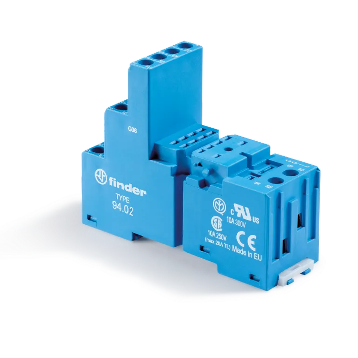 9402SMA - Socket with screw terminals (with clamping clamp) for relay 55.32, timer 85.02; Modules are used 86.00, 99.02; Included metal clip 094.71; Version: Blue - Finder - Socket with screw terminals (with clamping clamp) for relay 55.32, timer 85.02; Modules are used 86.00, 99.02; Included metal clip 094.71; Version: Blue - Finder - 0