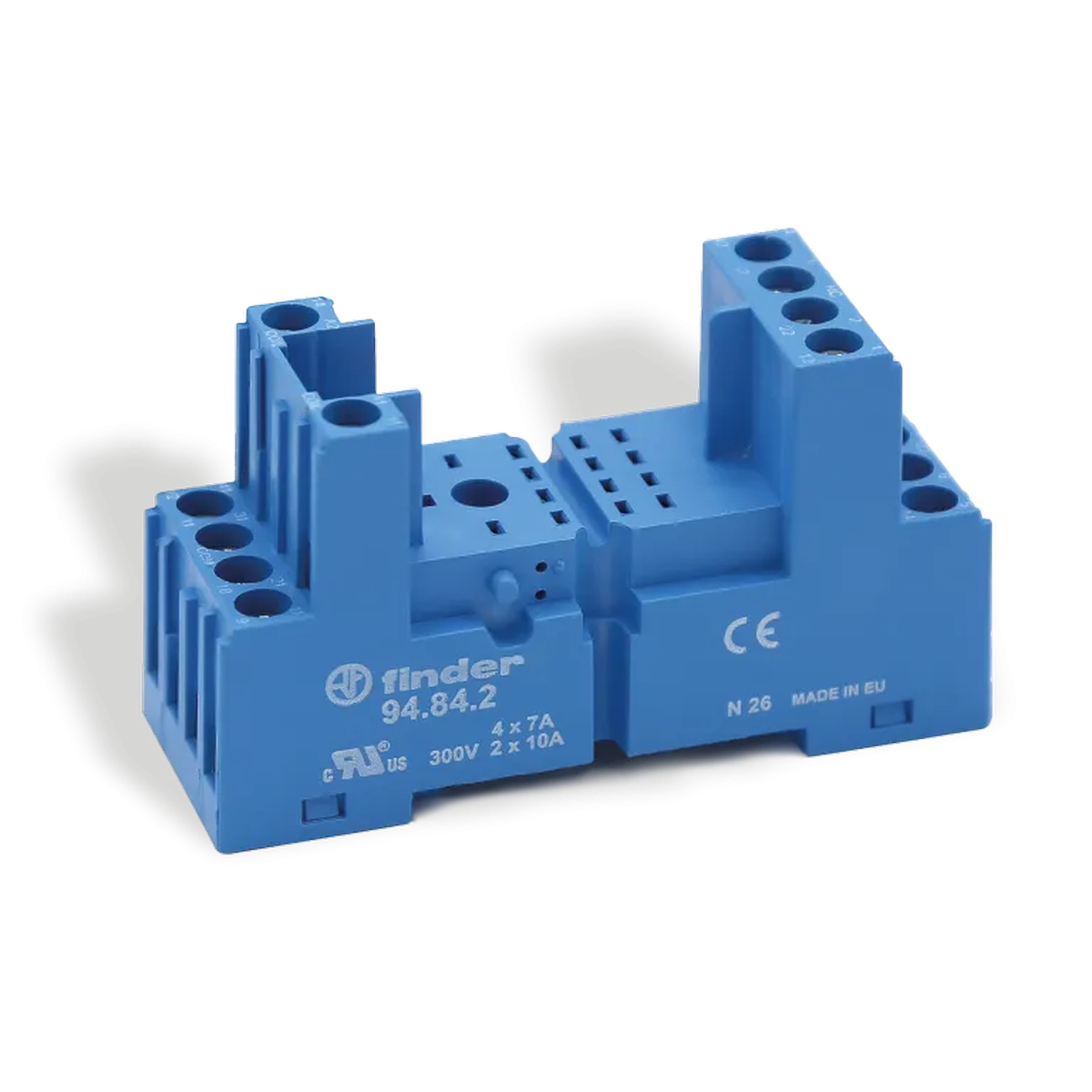 94842SPA - Socket with screw terminals (with clamping clamp) for relay 55.32, 55.34, timer 85.02, 85.04; Modules 99.80 are used; Included plastic clip 094.80.2; Version: Blue - Finder - Socket with screw terminals (with clamping clamp) for relay 55.32, 55.34, timer 85.02, 85.04; Modules 99.80 are used; Included plastic clip 094.80.2; Version: Blue - Finder - 0