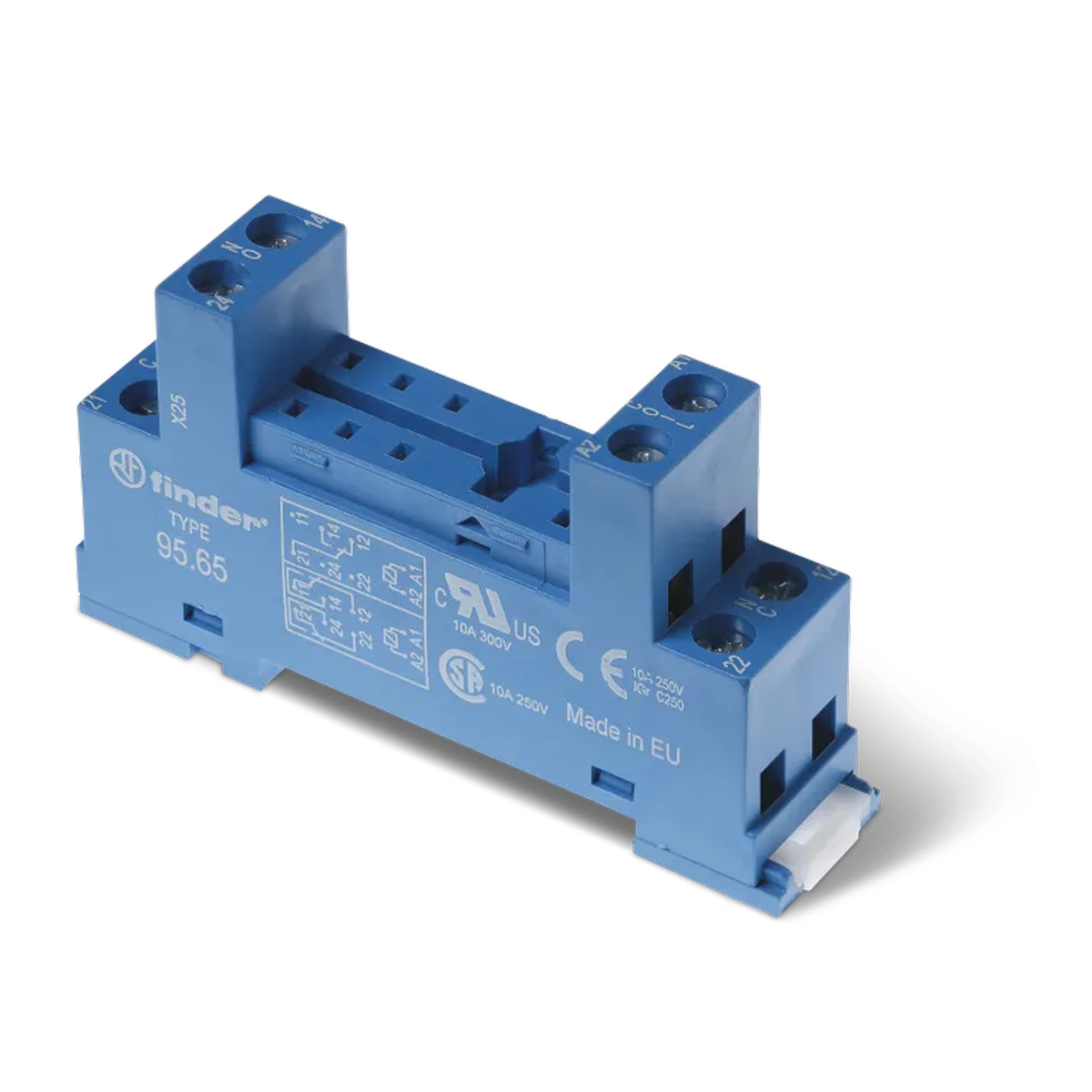 9565SMA - Socket with screw terminals (with clamping cage) for relay 40.51, 40.52, 40.61, 40.62; Included metal clip 095.71; Version: Blue - Finder - Socket with screw terminals (with clamping cage) for relay 40.51, 40.52, 40.61, 40.62; Included metal clip 095.71; Version: Blue - Finder - 0