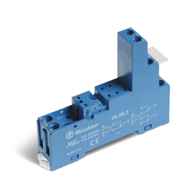 95953SPA - Socket with screw terminals (with clamping cage) for relay 40.51, 40.52, 40.61, 40.62; Modules 99.80 are used; Included plastic clip 095.91.3; Version: Blue - Finder - Socket with screw terminals (with clamping cage) for relay 40.51, 40.52, 40.61, 40.62; Modules 99.80 are used; Included plastic clip 095.91.3; Version: Blue - Finder - 0