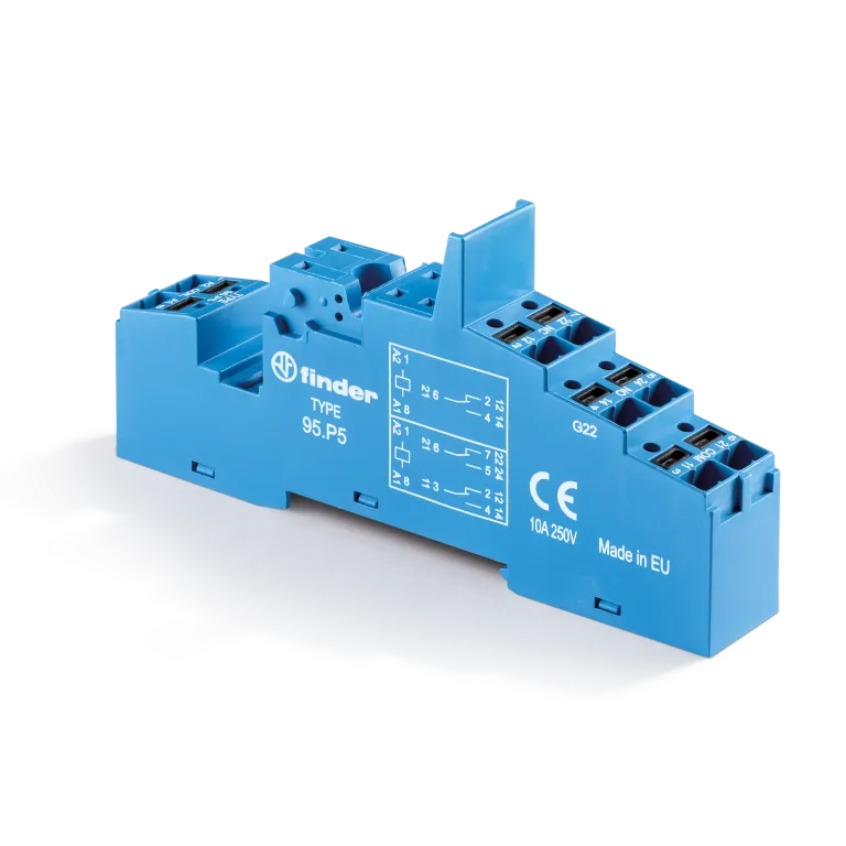 95P5SMA - Socket with non-cable terminals PUSH-IN for relay 40.51, 40.52, 40.61, 40.62; Modules 99.02, 86.03 are used; Included metal clip 095.71; Version: Blue - Finder - Socket with non-cable terminals PUSH-IN for relay 40.51, 40.52, 40.61, 40.62; Modules 99.02, 86.03 are used; Included metal clip 095.71; Version: Blue - Finder - 0