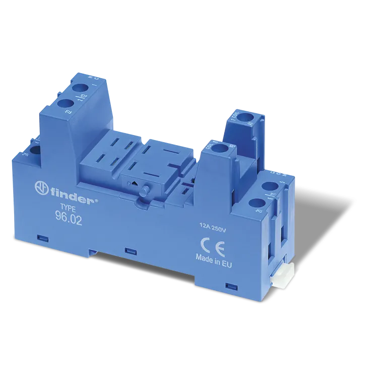 9602SPA - Socket with screw terminals (with clamping clamp) for relay 56.32; Modules 86.30, 99.02 are used; Included plastic clip 094.91.3; Version: Blue - Finder - Socket with screw terminals (with clamping clamp) for relay 56.32; Modules 86.30, 99.02 are used; Included plastic clip 094.91.3; Version: Blue - Finder - 0