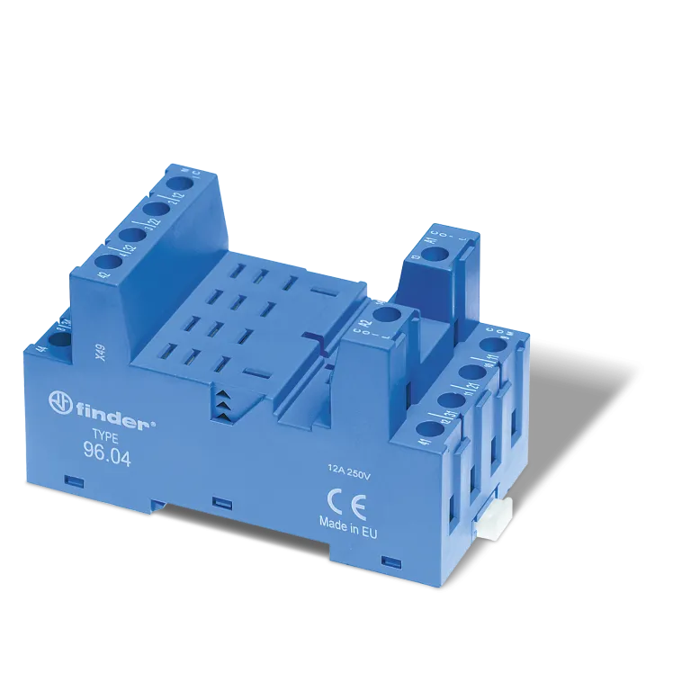 9604SMA - Socket with screw terminals (with clamping clamp) for relay 56.34; Modules are used 86.00, 86.30, 99.02; Included metal clip 096.71; Version: Blue - Finder - Socket with screw terminals (with clamping clamp) for relay 56.34; Modules are used 86.00, 86.30, 99.02; Included metal clip 096.71; Version: Blue - Finder - 0