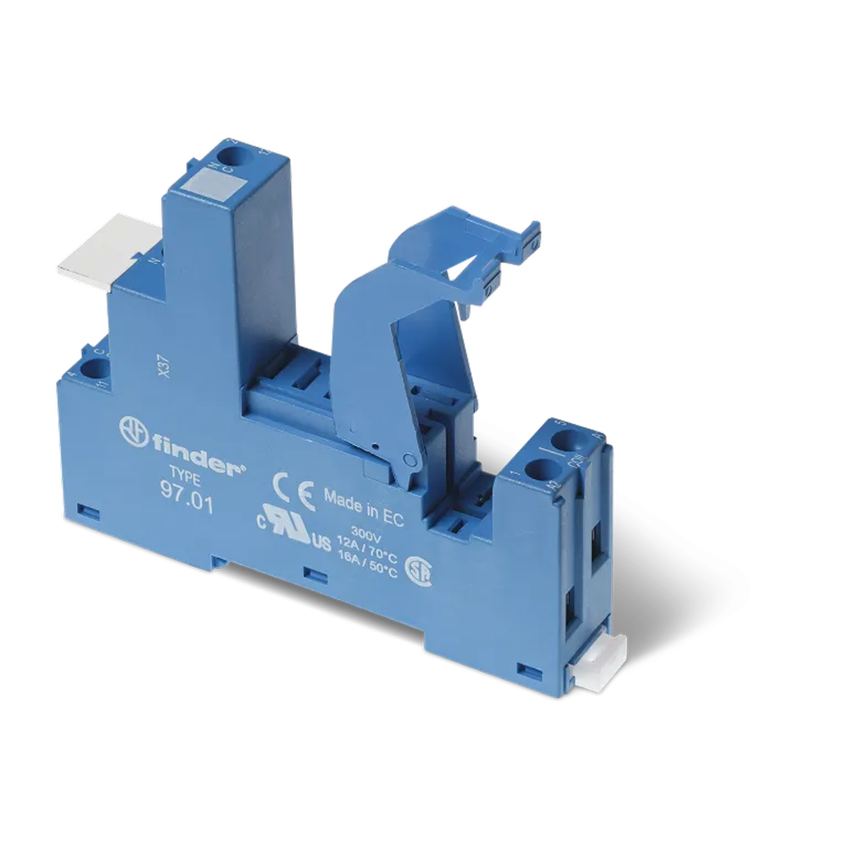 9701SMA - Socket with screw terminals (with clamping cage) for relay 46.61; Modules 86.30, 99.02 are used; Included metal clip 097.71; Version: Blue - Finder - Socket with screw terminals (with clamping cage) for relay 46.61; Modules 86.30, 99.02 are used; Included metal clip 097.71; Version: Blue - Finder - 0