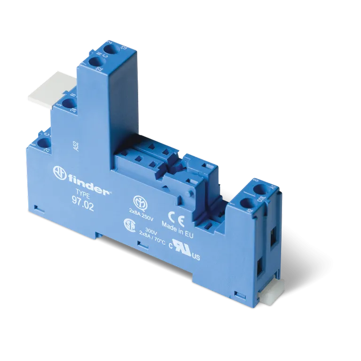 97027SMA - Socket with screw terminals (with clamping cage) for relay 46.52; Modules 86.30, 99.02 are used; Included metal clip 097.71; gray colour; Version for railway - Finder - Socket with screw terminals (with clamping cage) for relay 46.52; Modules 86.30, 99.02 are used; Included metal clip 097.71; gray colour; Version for railway - Finder - 0