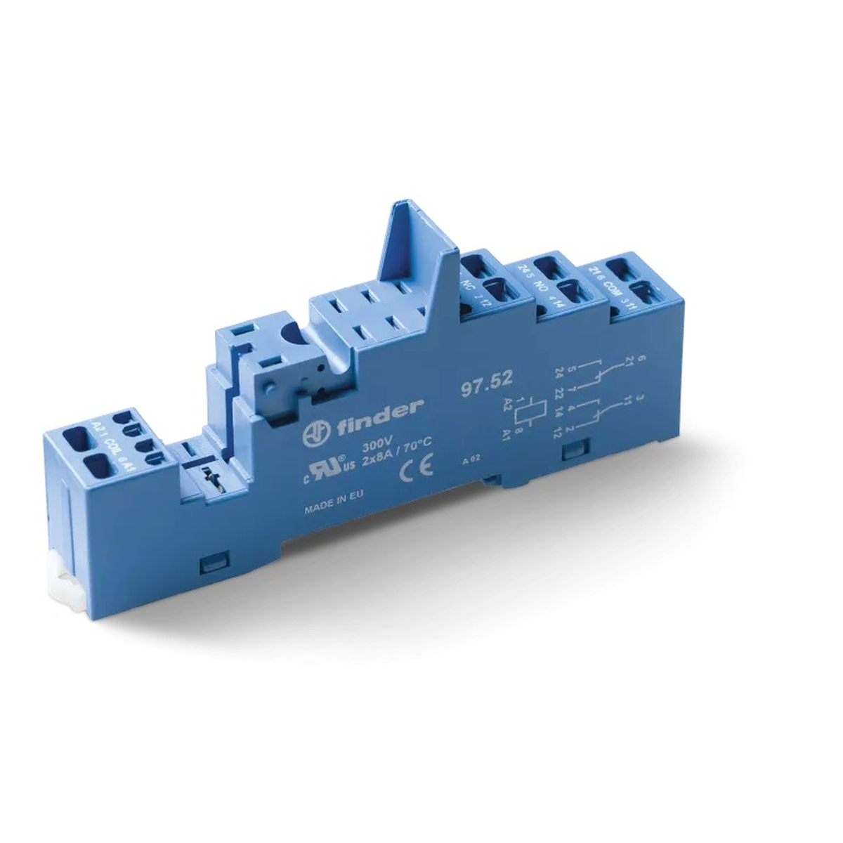 9752SPA - Socket with disintegrate terminals (spring clamp) for relay 46.52; Modules 86.30, 99.02 are used; Included plastic clip 097.01; Version: Blue - Finder - Socket with disintegrate terminals (spring clamp) for relay 46.52; Modules 86.30, 99.02 are used; Included plastic clip 097.01; Version: Blue - Finder - 0